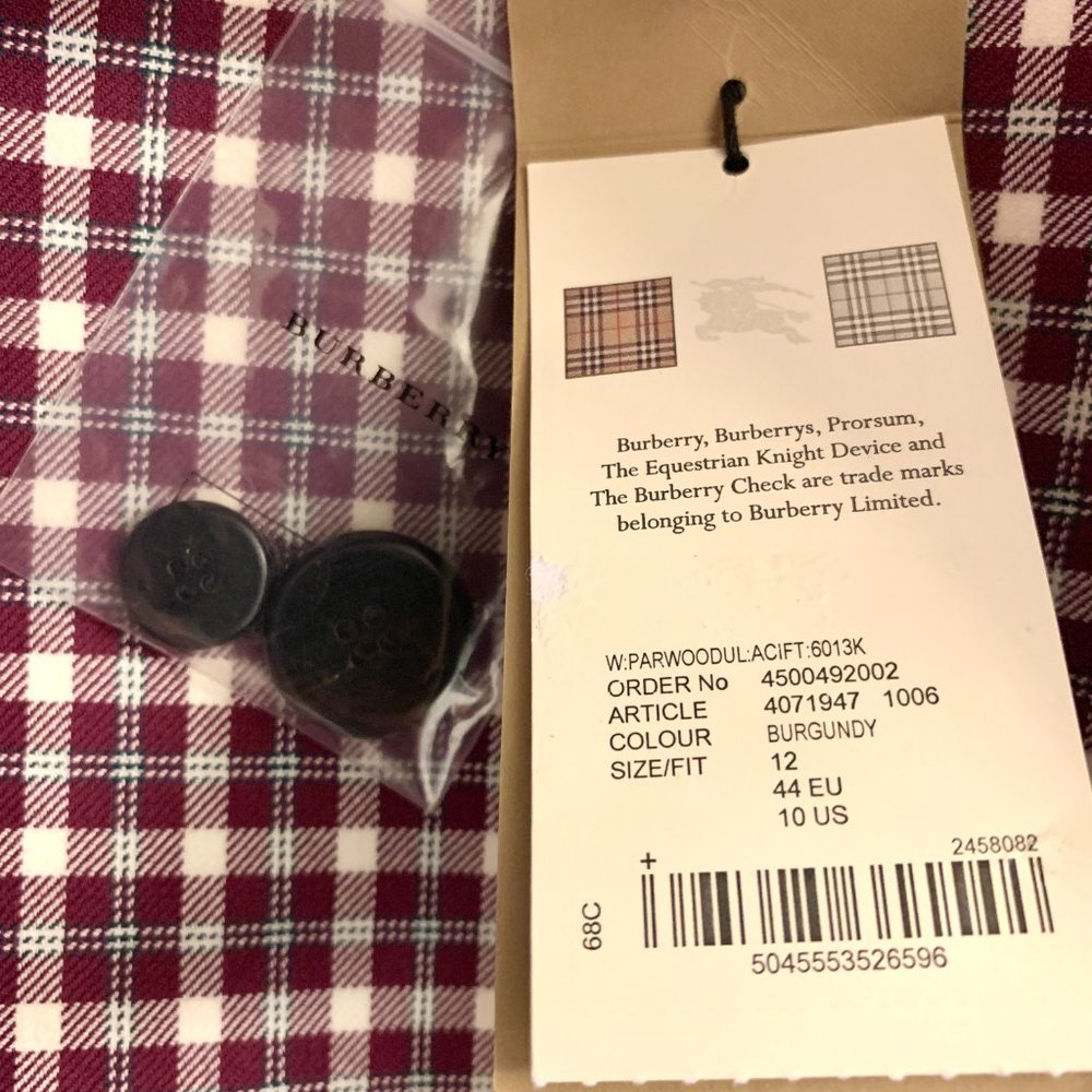 BURBERRY $3,490 NWT Authentic Double-Breasted White Purple Plaid Trench Coat 10 - Picture 11 of 16